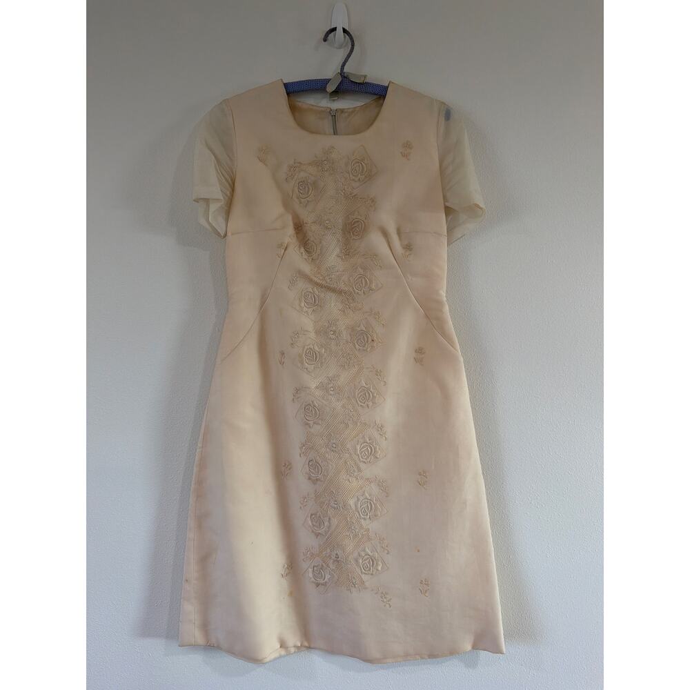 VINTAGE short silk wedding dress - Picture 1 of 8